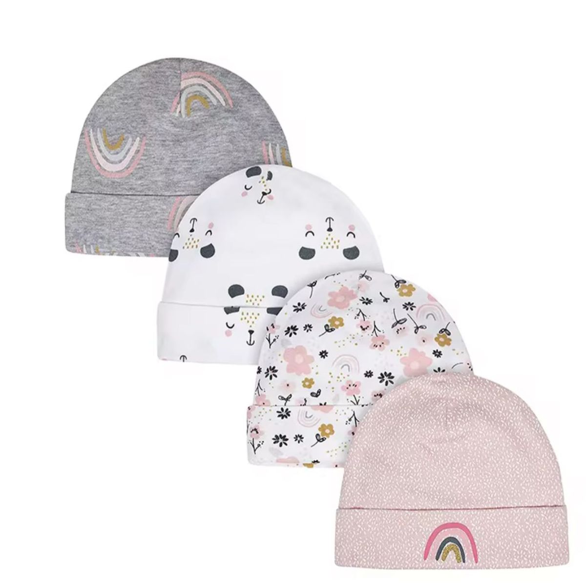 GENERICO - 5 gorros de algodón para bebés NIÑA