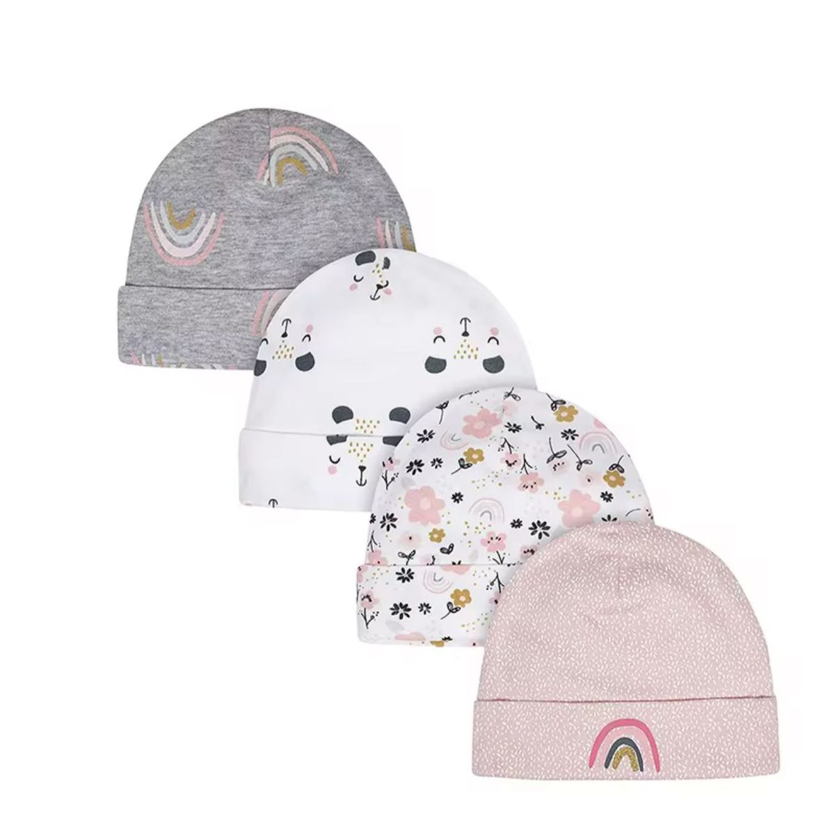 GENERICO - 5 gorros de algodón para bebés NIÑA