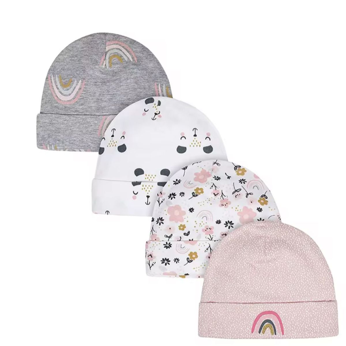 GENERICO - 5 gorros de algodón para bebés NIÑA