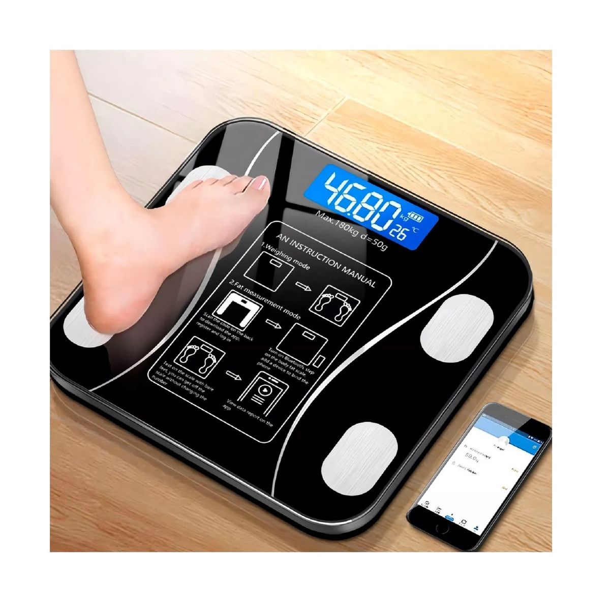 GENERICO - Pesa Digital De Baño Inteligente Bluetooth App