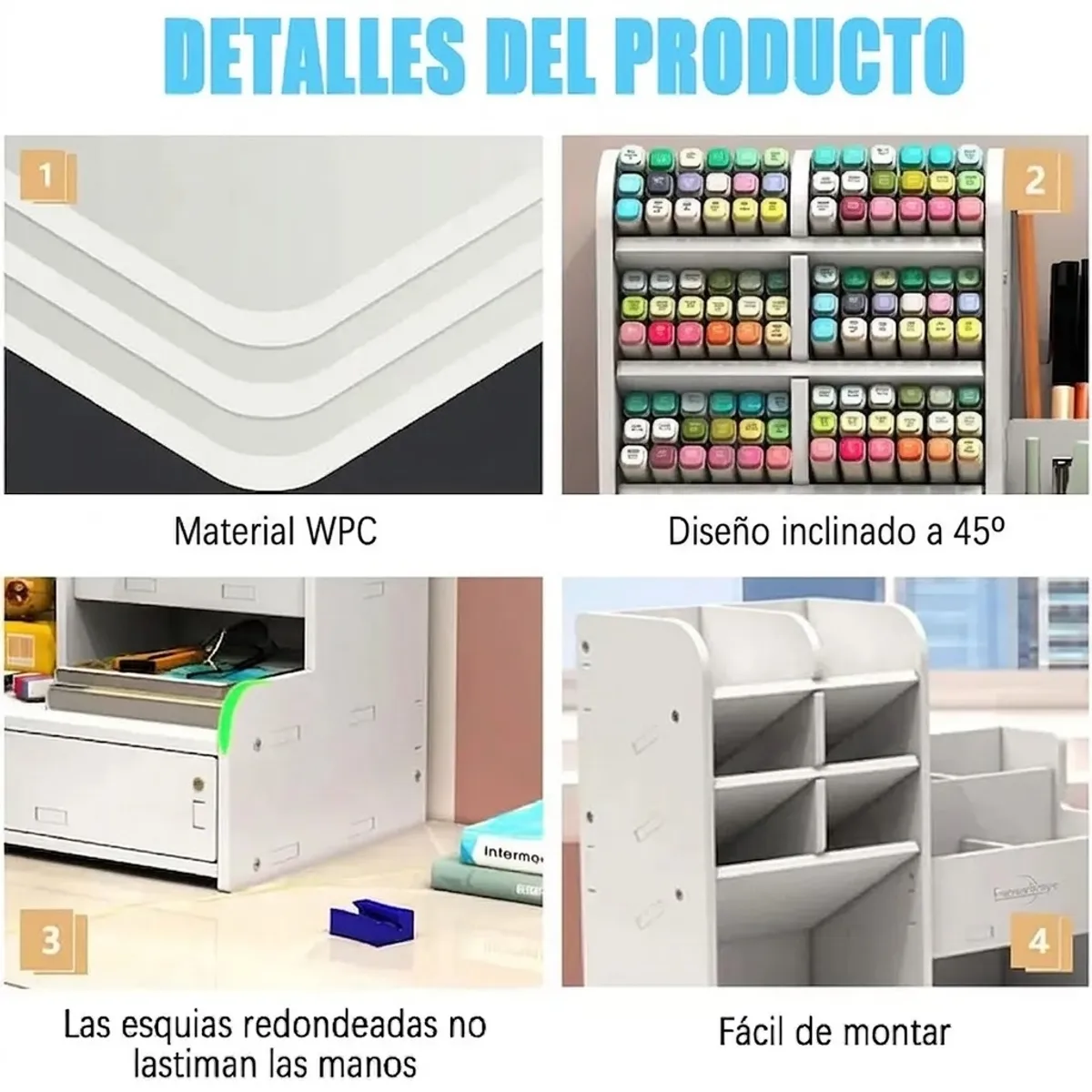 GENERICO - Organizador Portalápices de Escritorio Oficina con Cajón