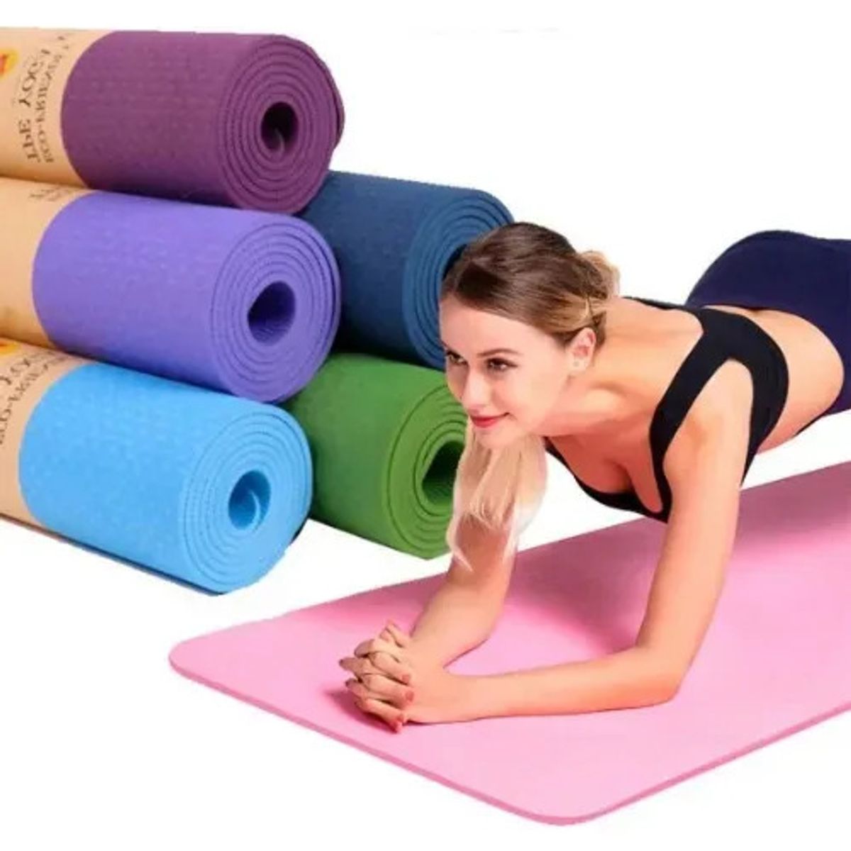 GENERICO - Colchoneta Mat Yoga Antideslizante Ejercicio Pilates Deporte Hogar Gimnasio Multicolor