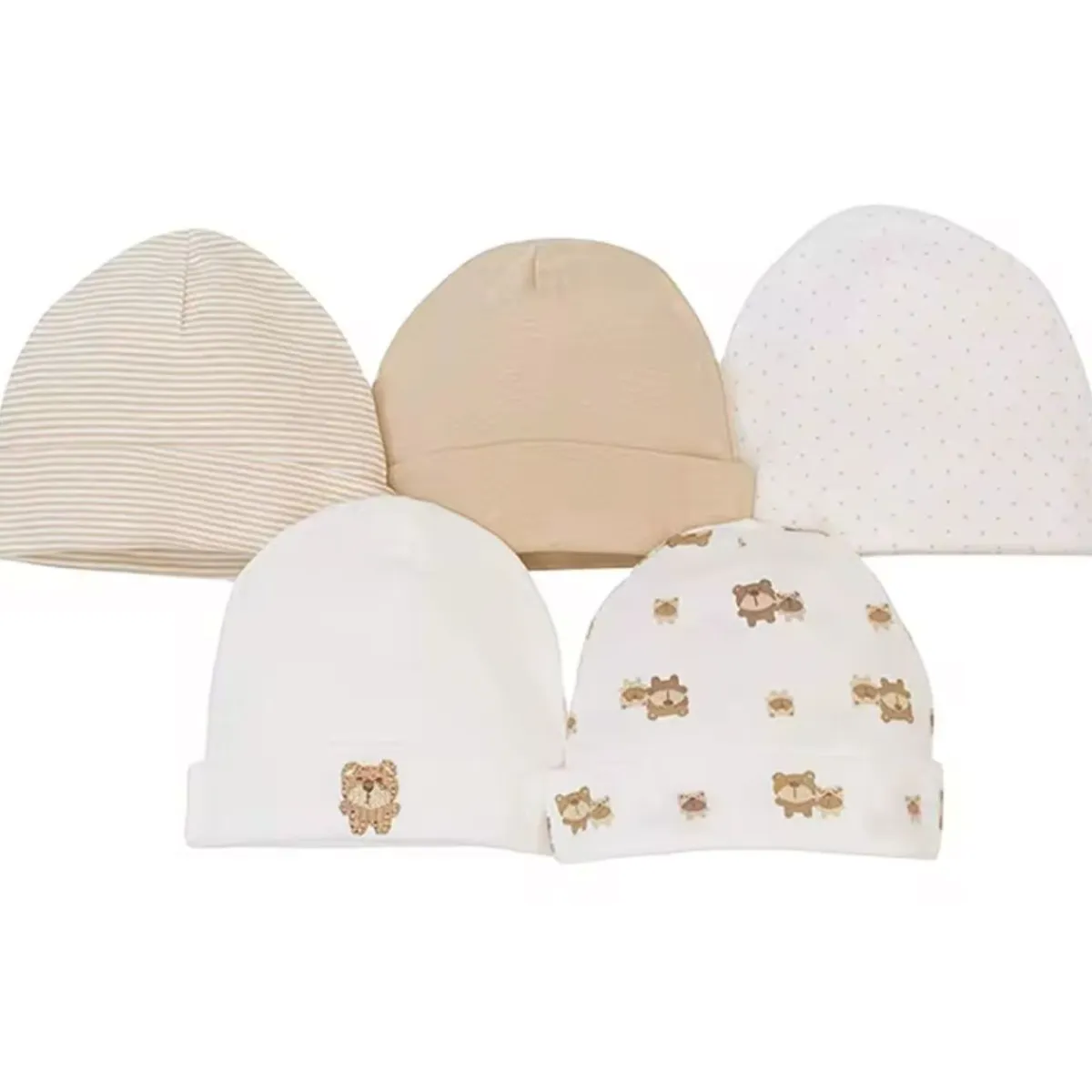 GENERICO - Pack 5 Gorros De Algodón Para Bebés