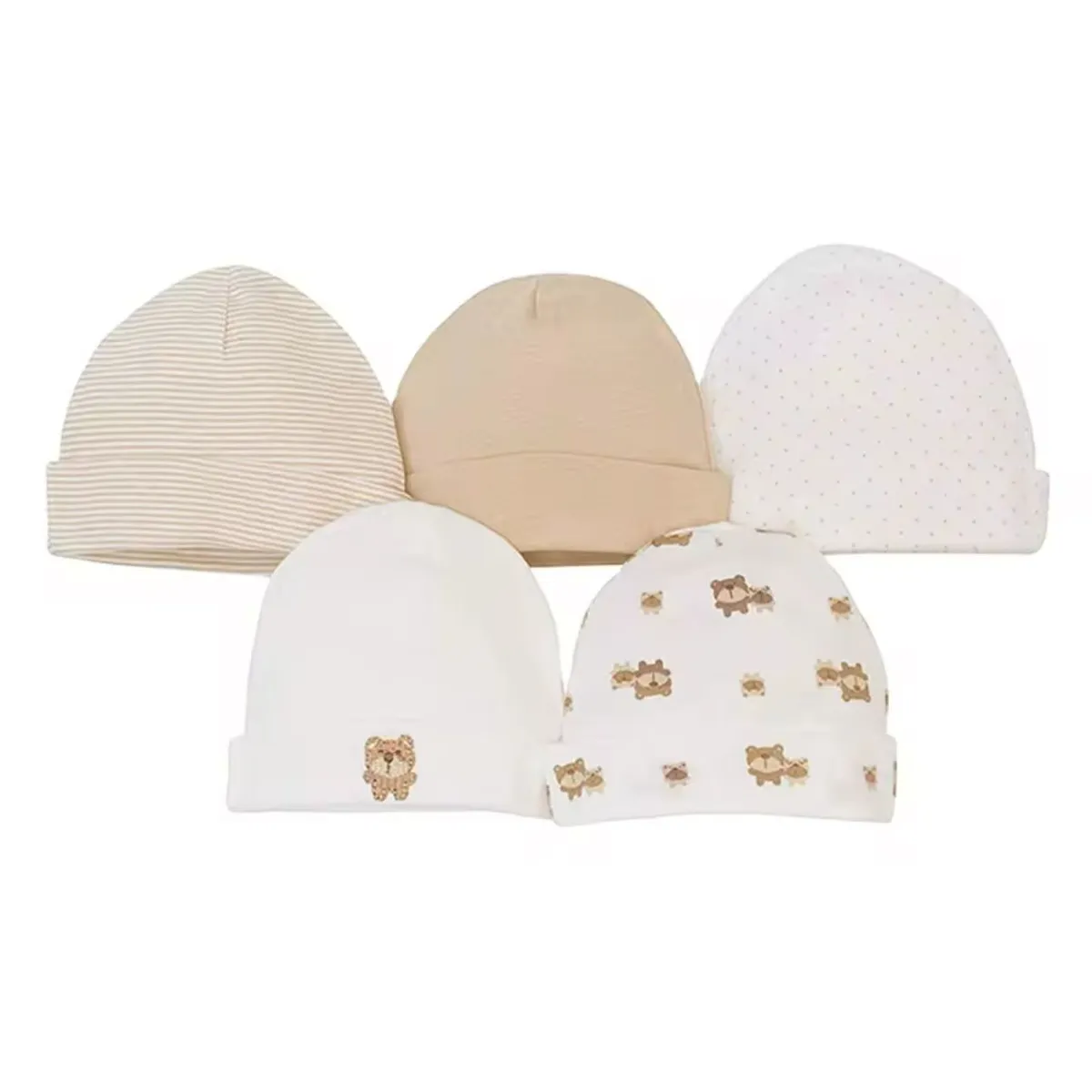 GENERICO - Pack 5 Gorros De Algodón Para Bebés