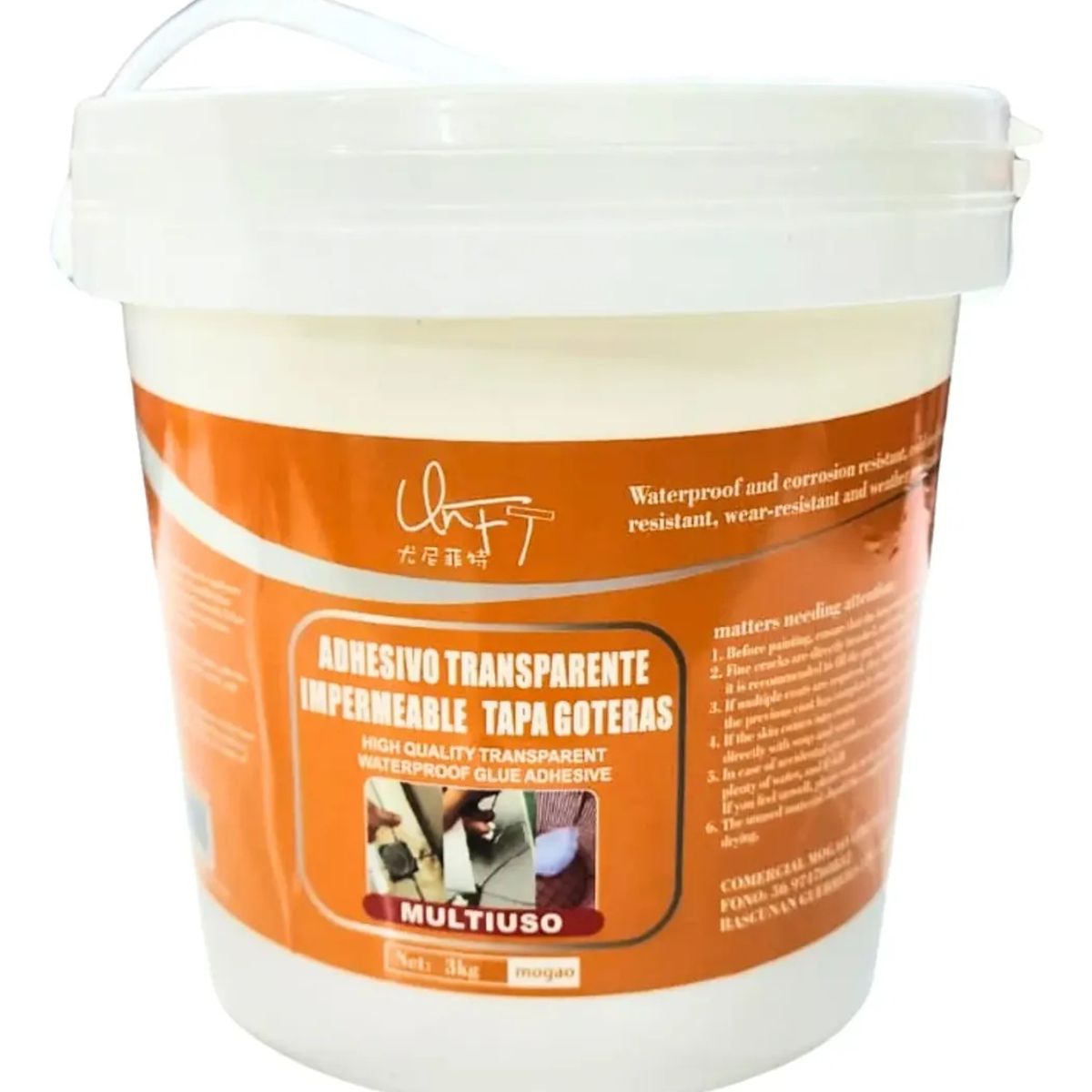 GENERICO - Sellador Adhesivo Impermeable Transparente Tapa Gotera 3L