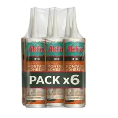 AKFIX - Pack 6 Adhesivo De Montaje 310 Multiuso Madera Yeso