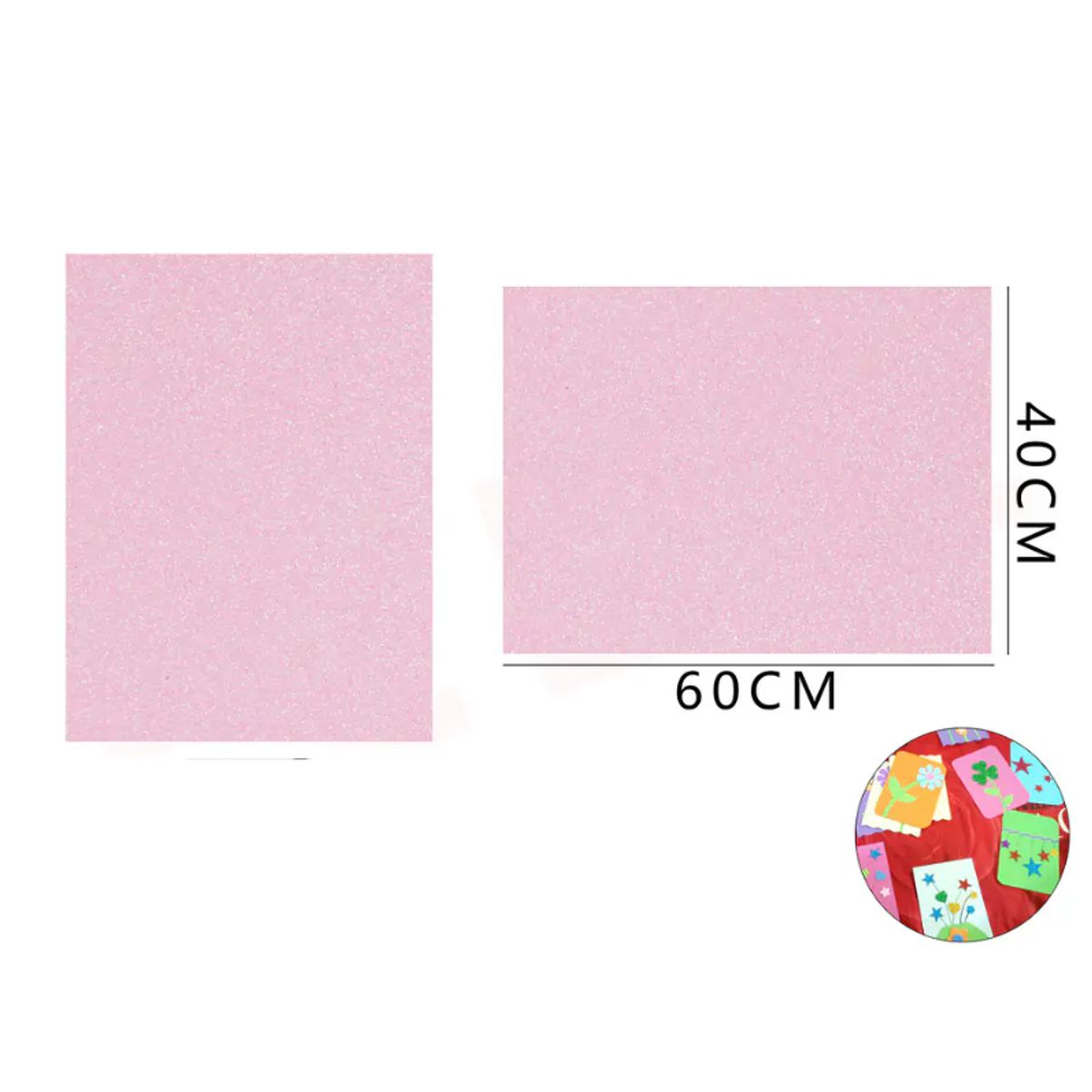 GENERICO - Goma Eva Glitter Rosa Brillo 60x40 Cm Pack 10