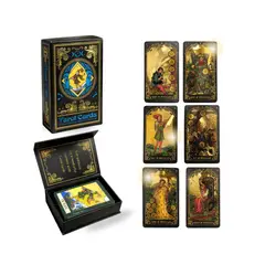 COMPUTECH - Mazo De Tarot Rider-waite 78 Cartas Edición Negro Y Dorado - Premium Con Caja - Cartas Impermeables