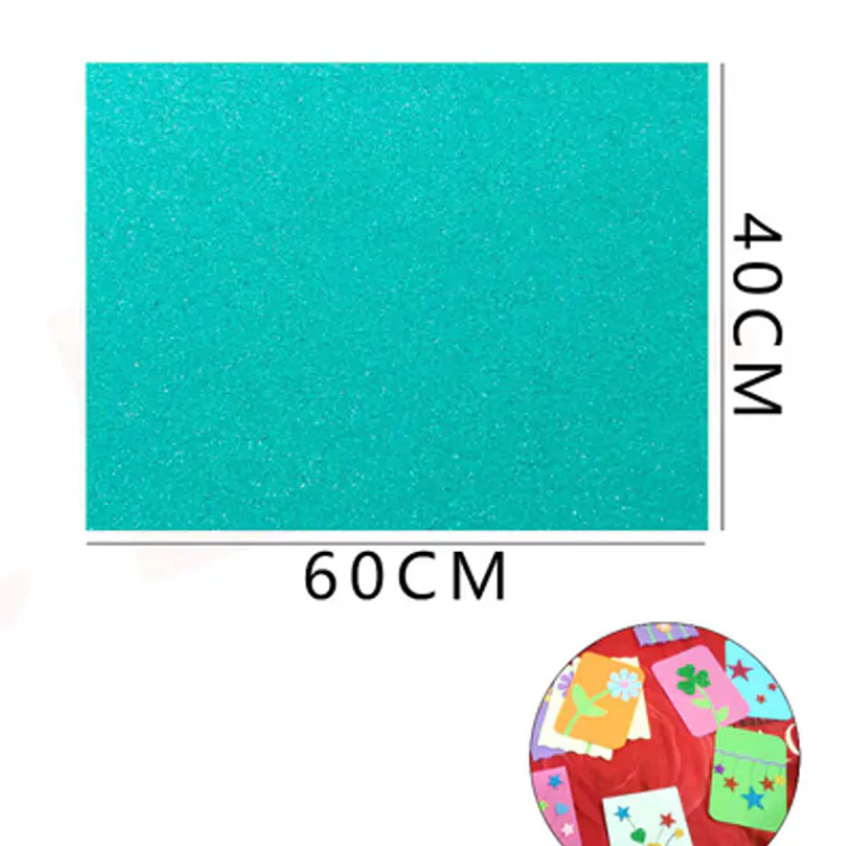 GENERICO - Goma Eva Glitter Verde Turquesa Brillo 60x40 Cm Pack 10