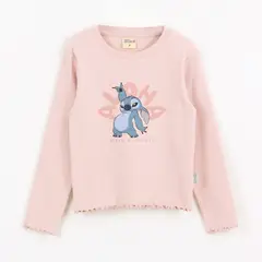 DISNEY - Polera Manga Larga Niña Lilo & Stitch Rosado