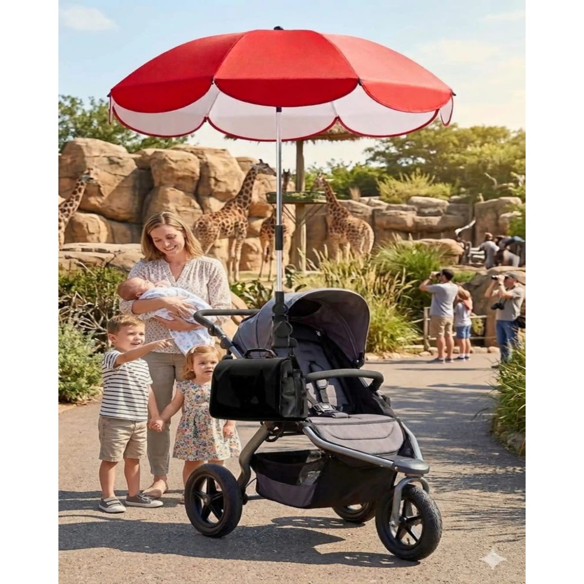 GENERICO - Parasol Universal para Coche de Bebé Brazo Flexible y Ajuste 360°