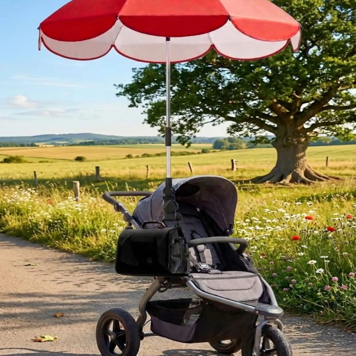GENERICO - Parasol Universal para Coche de Bebé Brazo Flexible y Ajuste 360°