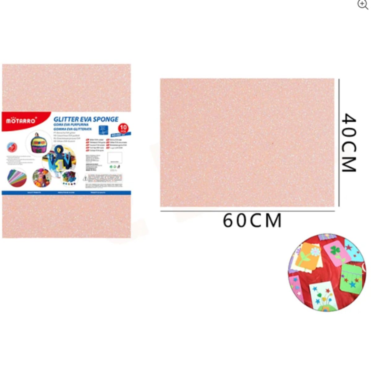 GENERICO - Goma Eva Glitter Beige Brillo 60x40 Cm Pack 10