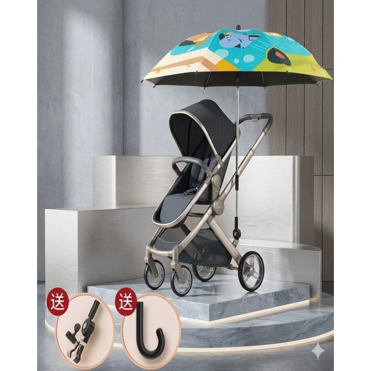 GENERICO - Parasol Universal para Cochecito Bebé Flexible con Filtro UV Premium
