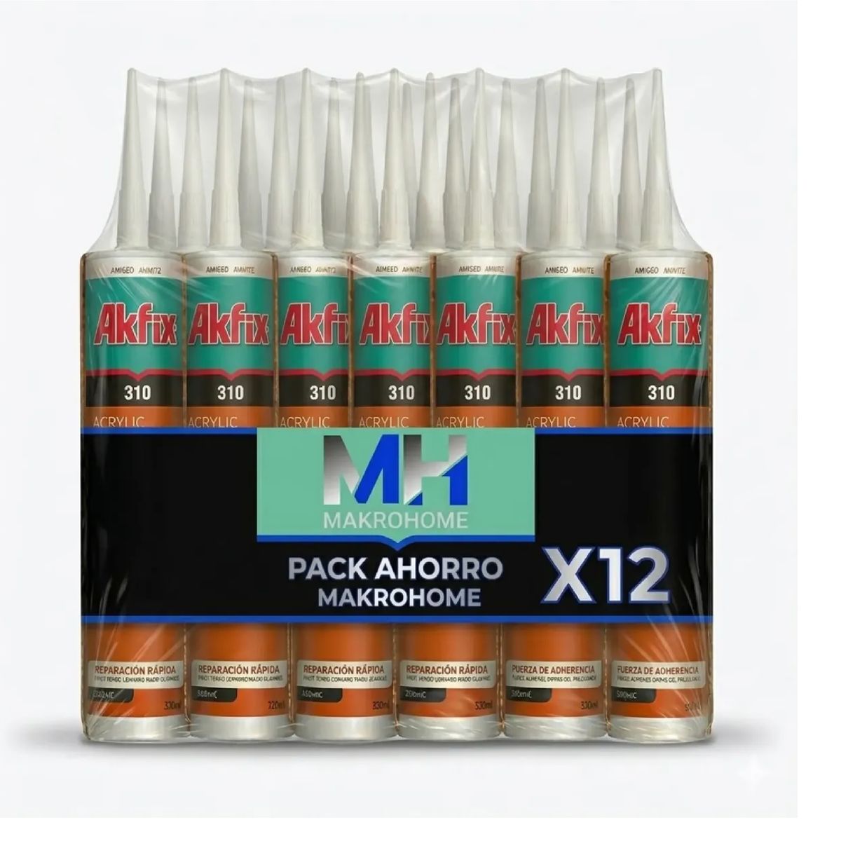 AKFIX - Caja 12 Adhesivo De Montaje Akfix 310 Multiuso Madera Yeso