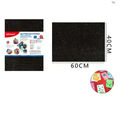 GENERICO - Goma Eva Glitter Negro Brillo 60x40 Cm Pack 10