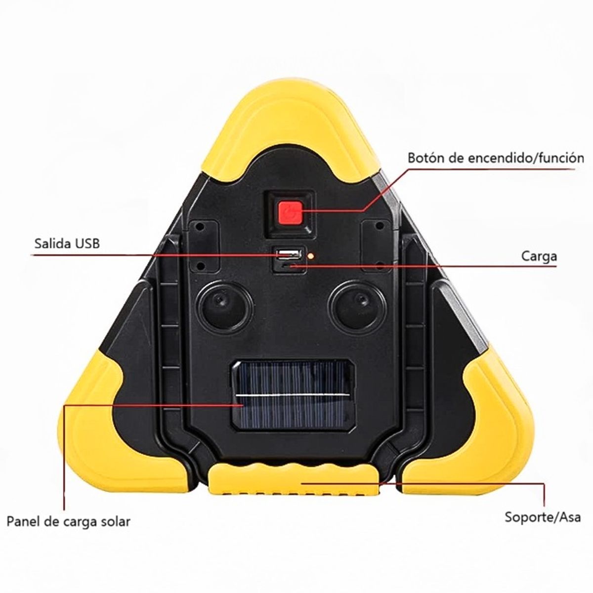 MOVI - Señal de Advertencia Triangular 3 en 1 Solar y Recargable