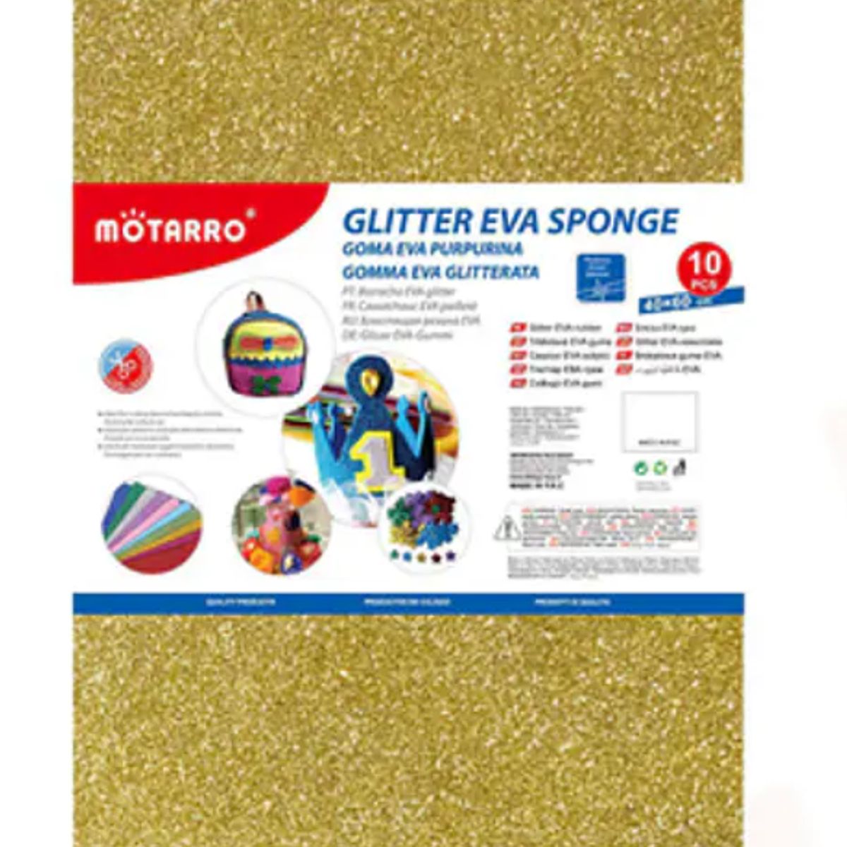 GENERICO - Goma Eva Glitter Dorado Brillo 60x40 Cm Pack 10