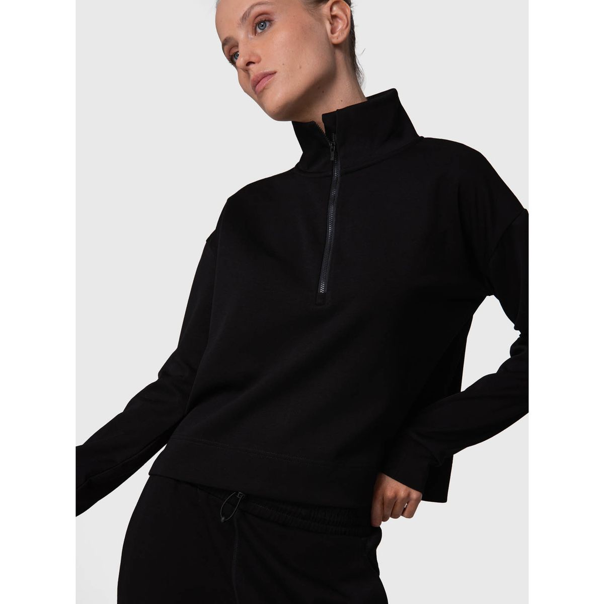 BSOUL - Poleron Mujer Half Zip Toledo Rec Negro BSOUL