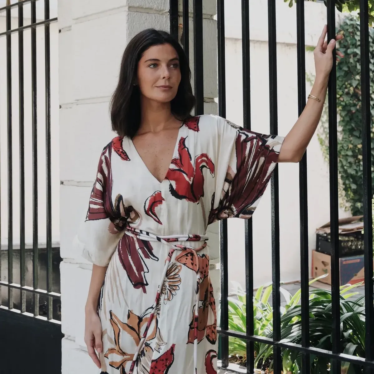 PADOVA - Vestido Lírica Marfil Burdeo Mujer