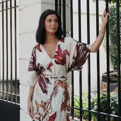 PADOVA - Vestido Lírica Marfil Burdeo Mujer
