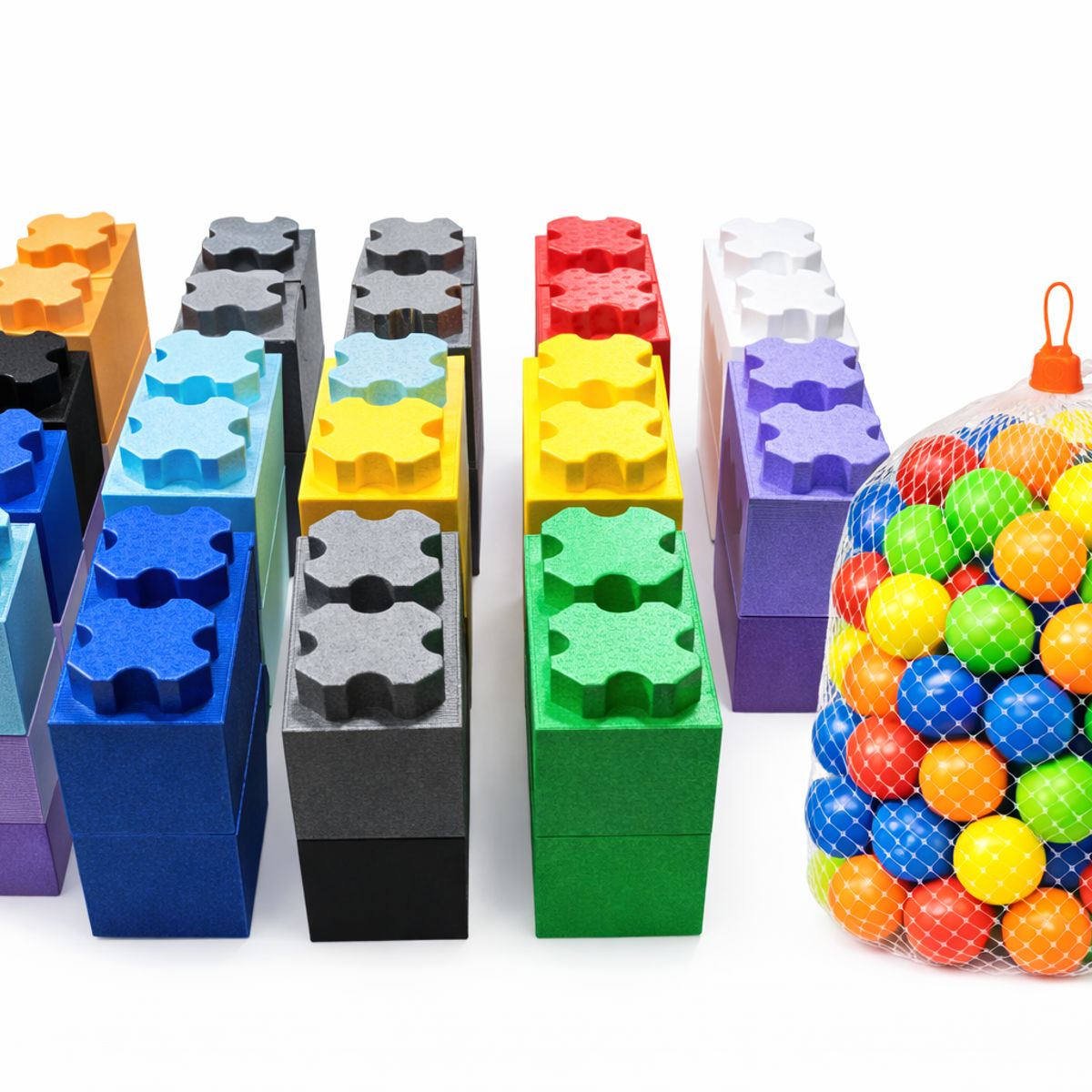 GENERICO - Bloques De Espuma De Construccion Didactico 28un + 200 Pelotas