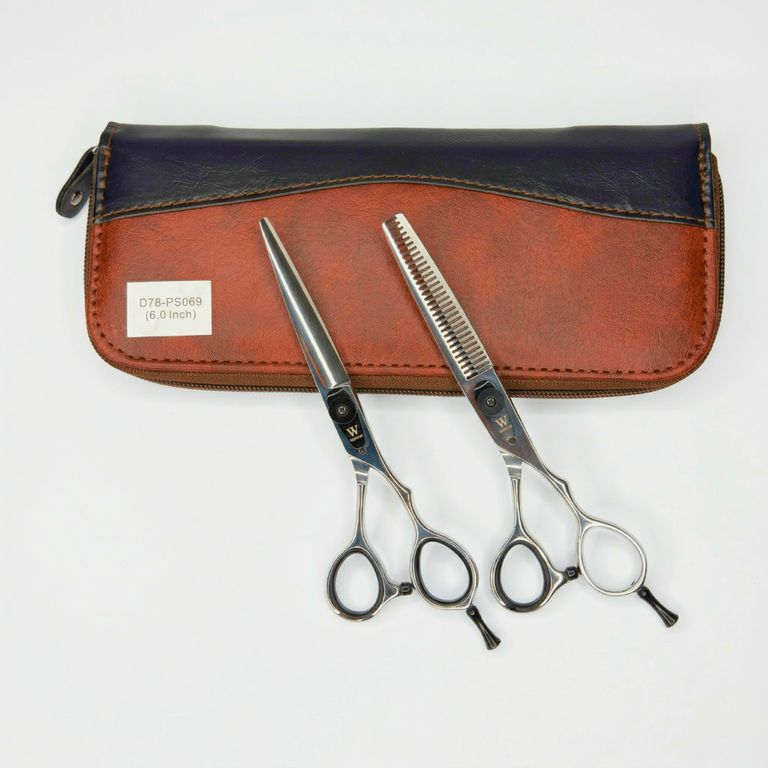 Set Tijeras Profesional D78-PS069 Filo Navaja y Esculpidora 6 -Silver