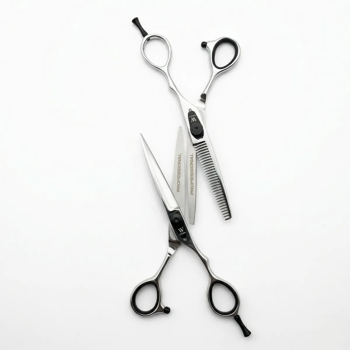 WMARK - Set Tijeras Profesional WMARK D78-PS069 Filo Navaja y Esculpidora 6 -Silver