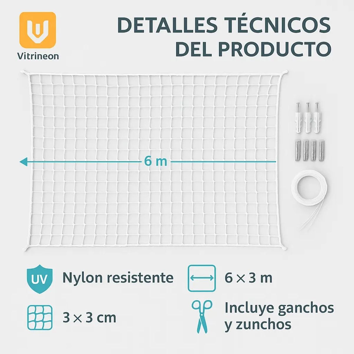 GENERICO - Malla Anticaidas Gatos Hogar Exterior Durable 6x3 Mts Blanco Discreto Balcon Seguridad Exterior