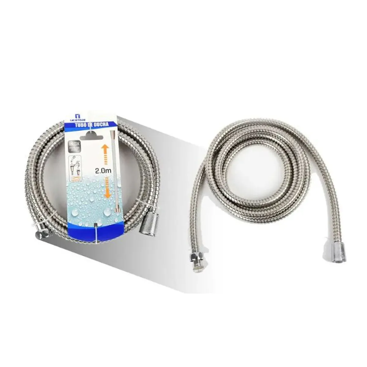 GENERICO - Manguera De Ducha Flexible 2 Metros - Acero Inoxidable - Longitud Extra XL - Conexión Universal