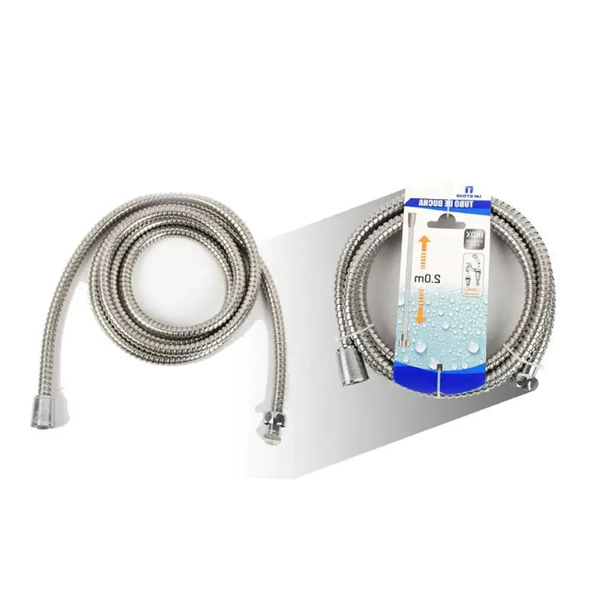 GENERICO - Manguera De Ducha Flexible 2 Metros - Acero Inoxidable - Longitud Extra XL - Conexión Universal