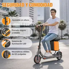 MOVI - Scooter Eléctrico con Asiento Desmontable, Bolso y Autonomía - Muévete Libre y Sin Tráfico