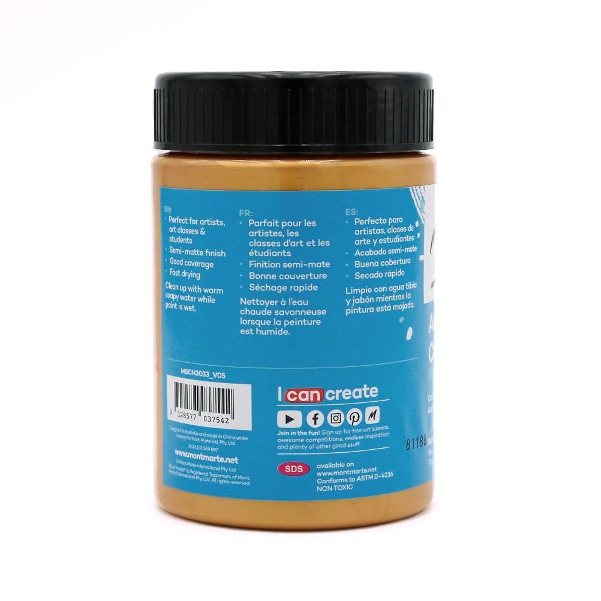 MONT MARTE - Pintura Acrílica 300ml Oro