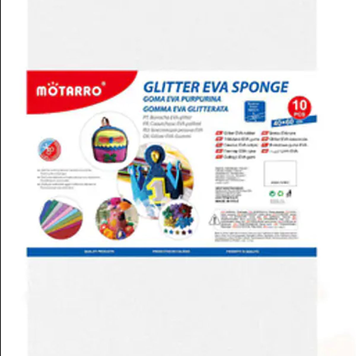 GENERICO - Goma Eva Glitter Blanco Brillo 60x40 Cm Pack 10