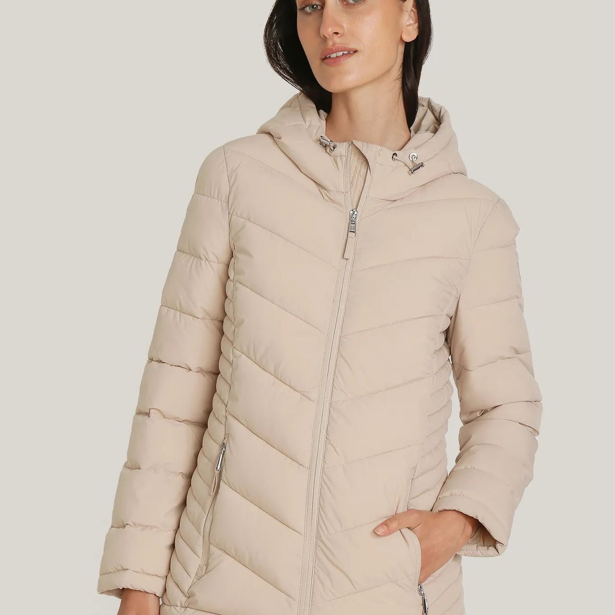 TOMMY HILFIGER - Parka Ligera Acolchada Beige Tommy Hilfiger