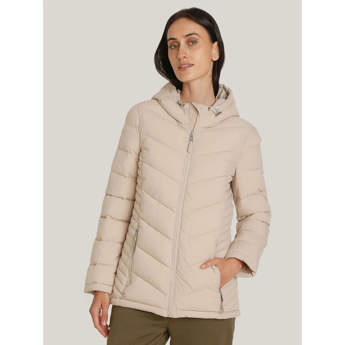 TOMMY HILFIGER - Parka Ligera Acolchada Beige Tommy Hilfiger