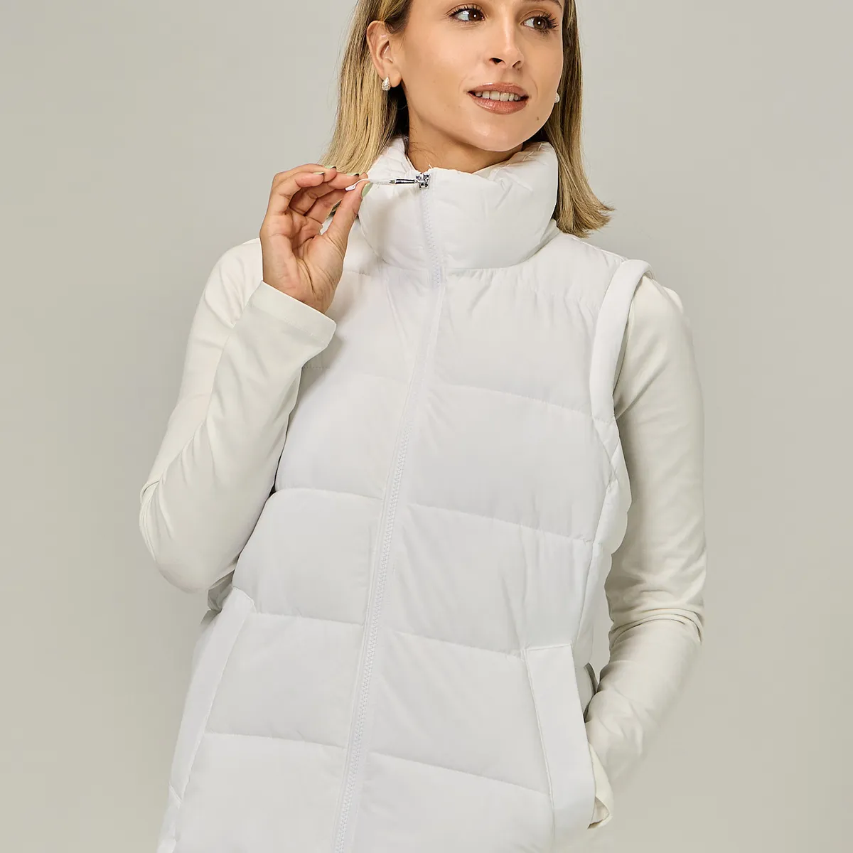 TOMMY HILFIGER - Parka Vest De Cuello Alto Blanco Tommy Hilfiger