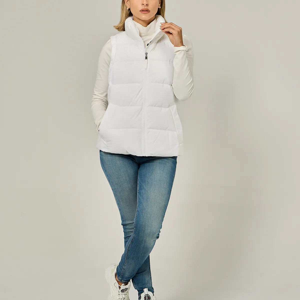 TOMMY HILFIGER - Parka Vest De Cuello Alto Blanco Tommy Hilfiger