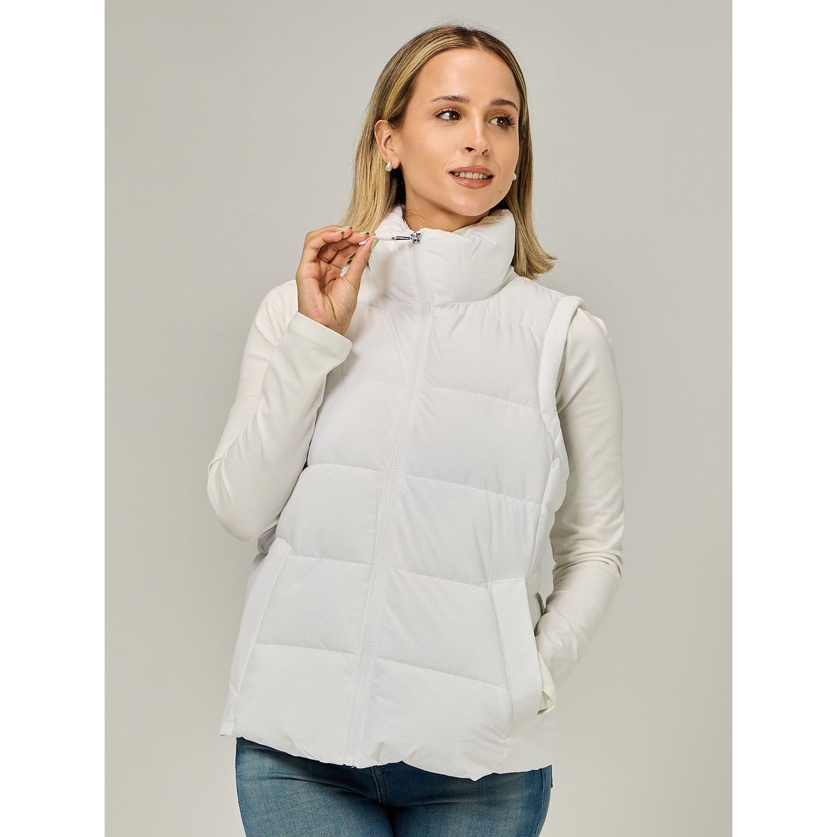 TOMMY HILFIGER - Parka Vest De Cuello Alto Blanco Tommy Hilfiger