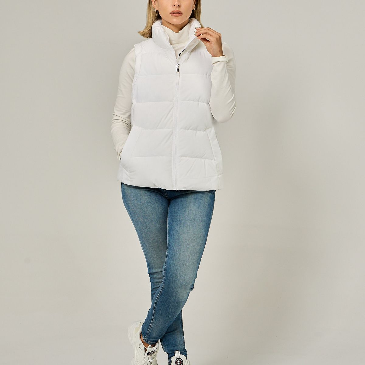 TOMMY HILFIGER - Parka Vest De Cuello Alto Blanco Tommy Hilfiger