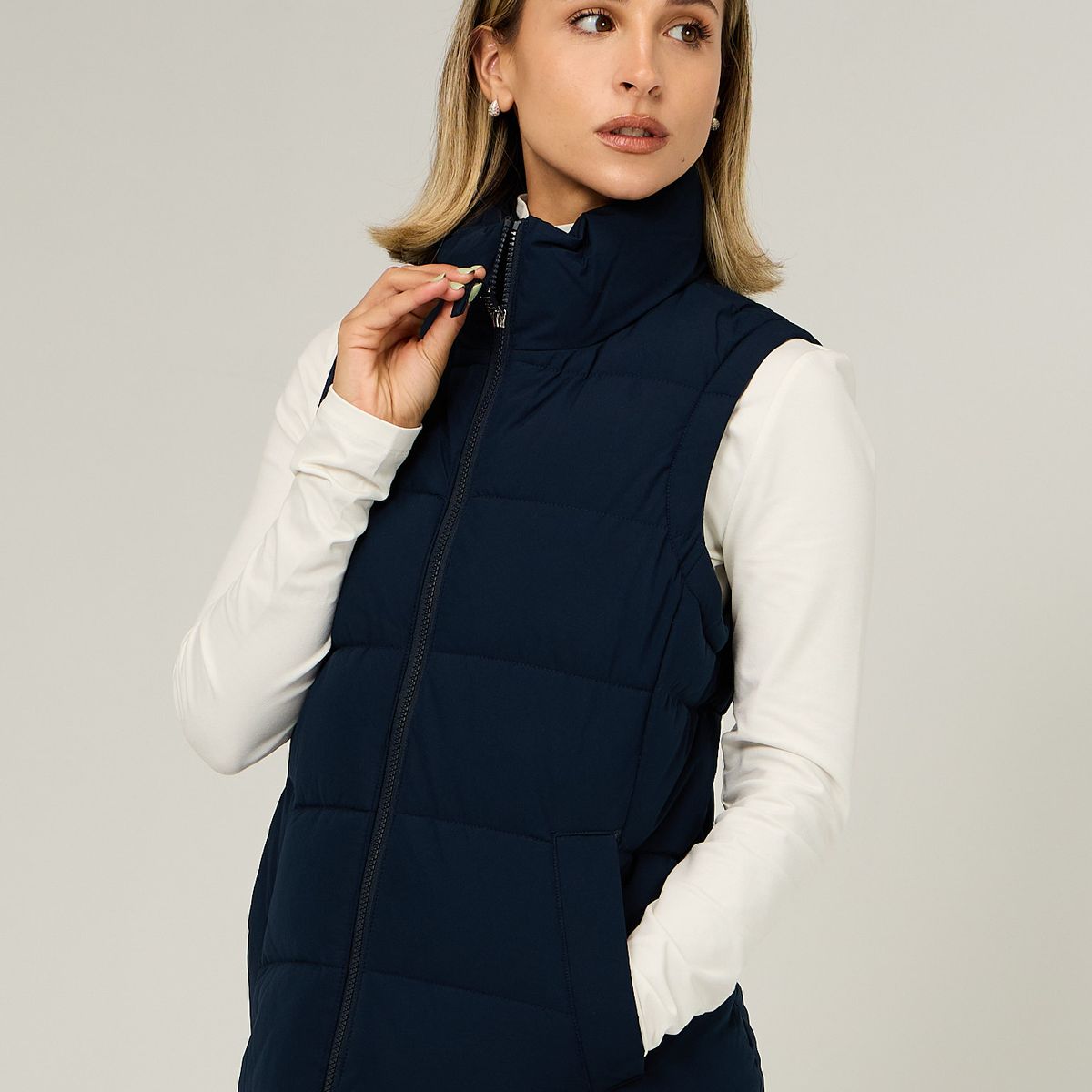 TOMMY HILFIGER - Parka Vest De Cuello Alto Azul Tommy Hilfiger