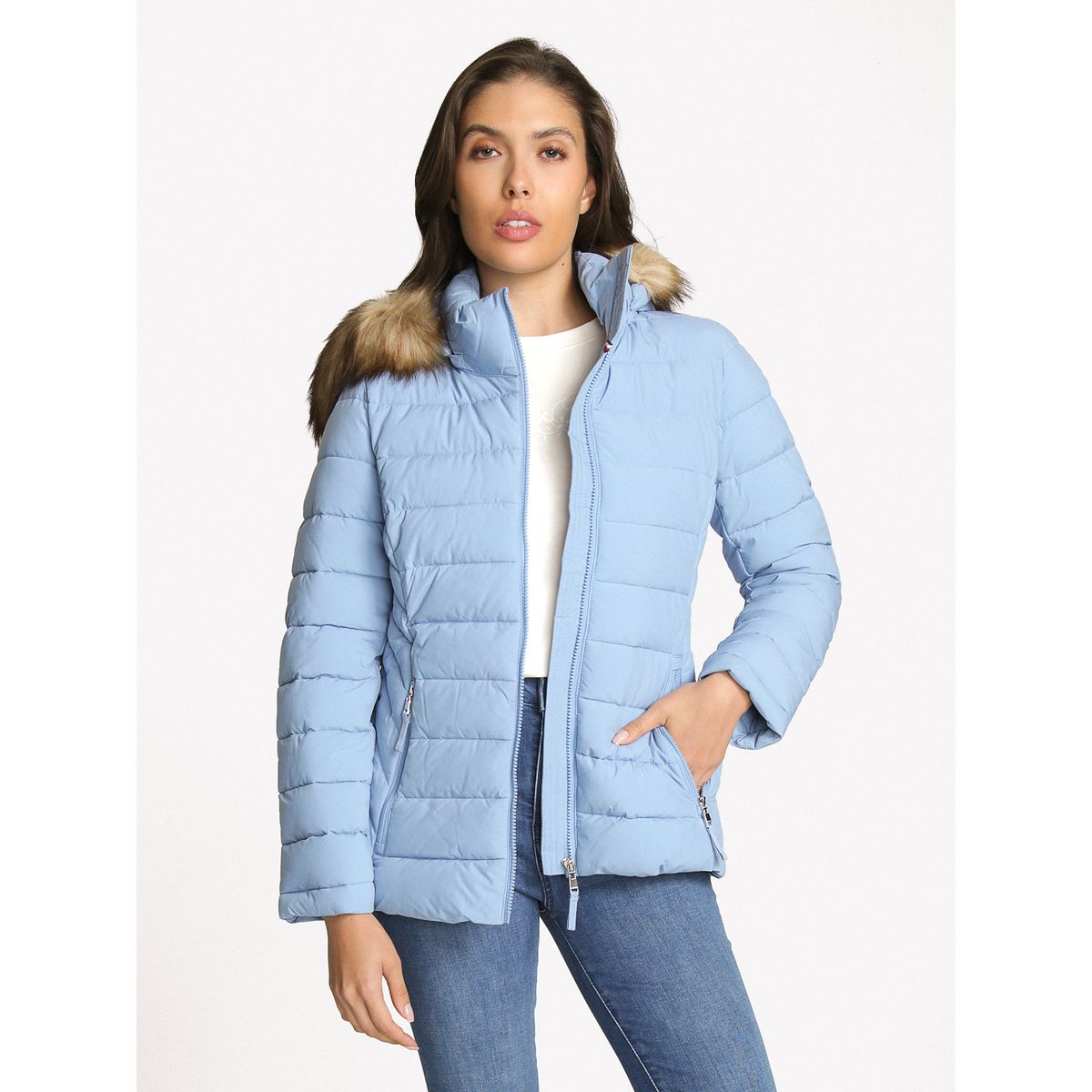 TOMMY HILFIGER - Parka Puffer Acolchada Celeste Tommy Hilfiger