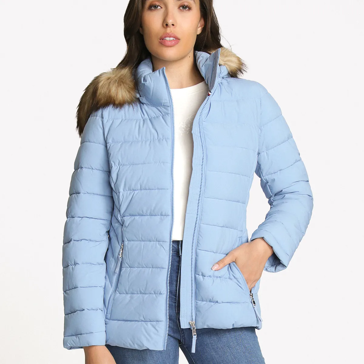 TOMMY HILFIGER - Parka Puffer Acolchada Celeste Tommy Hilfiger