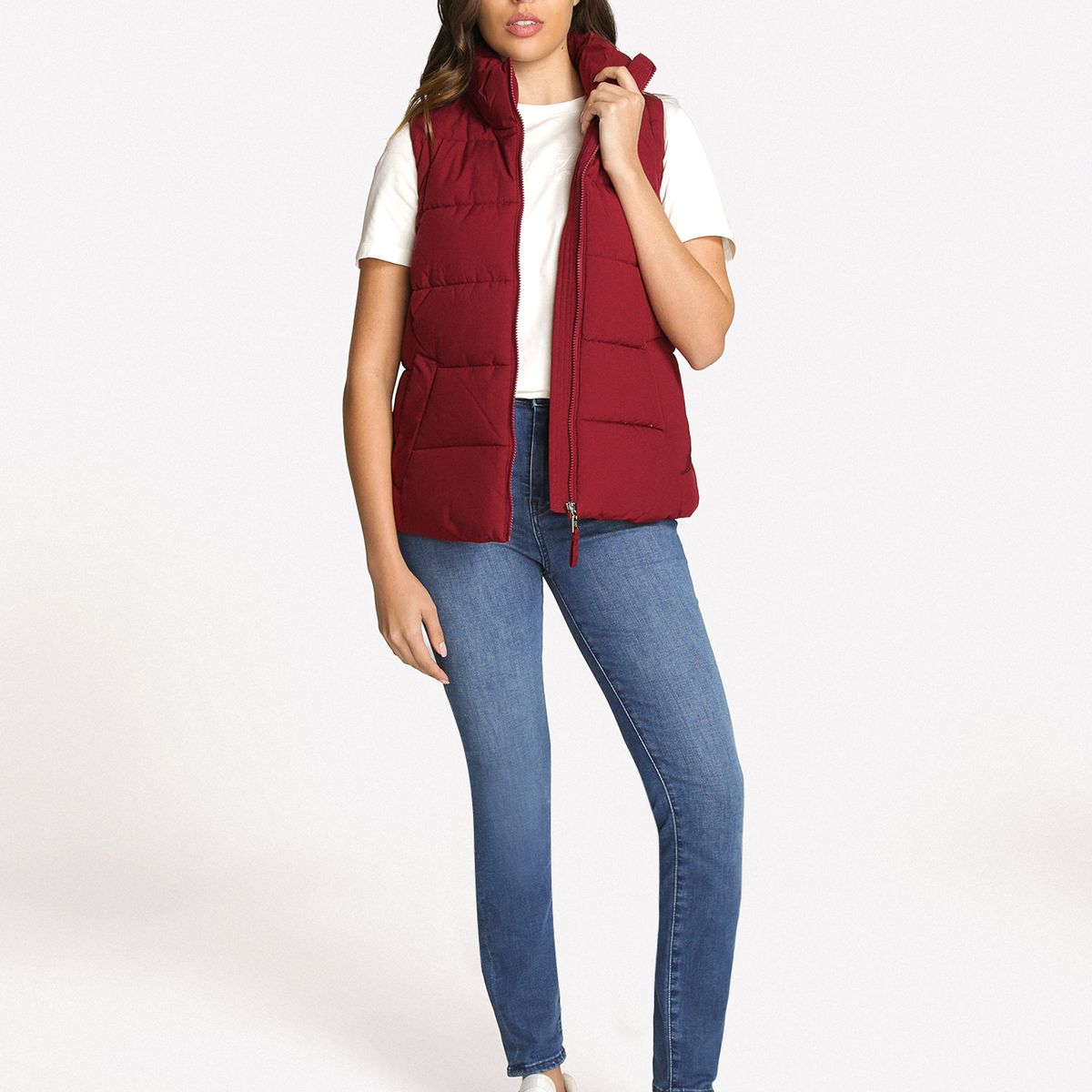 TOMMY HILFIGER - Parka Vest De Cuello Alto Burdeo Tommy Hilfiger
