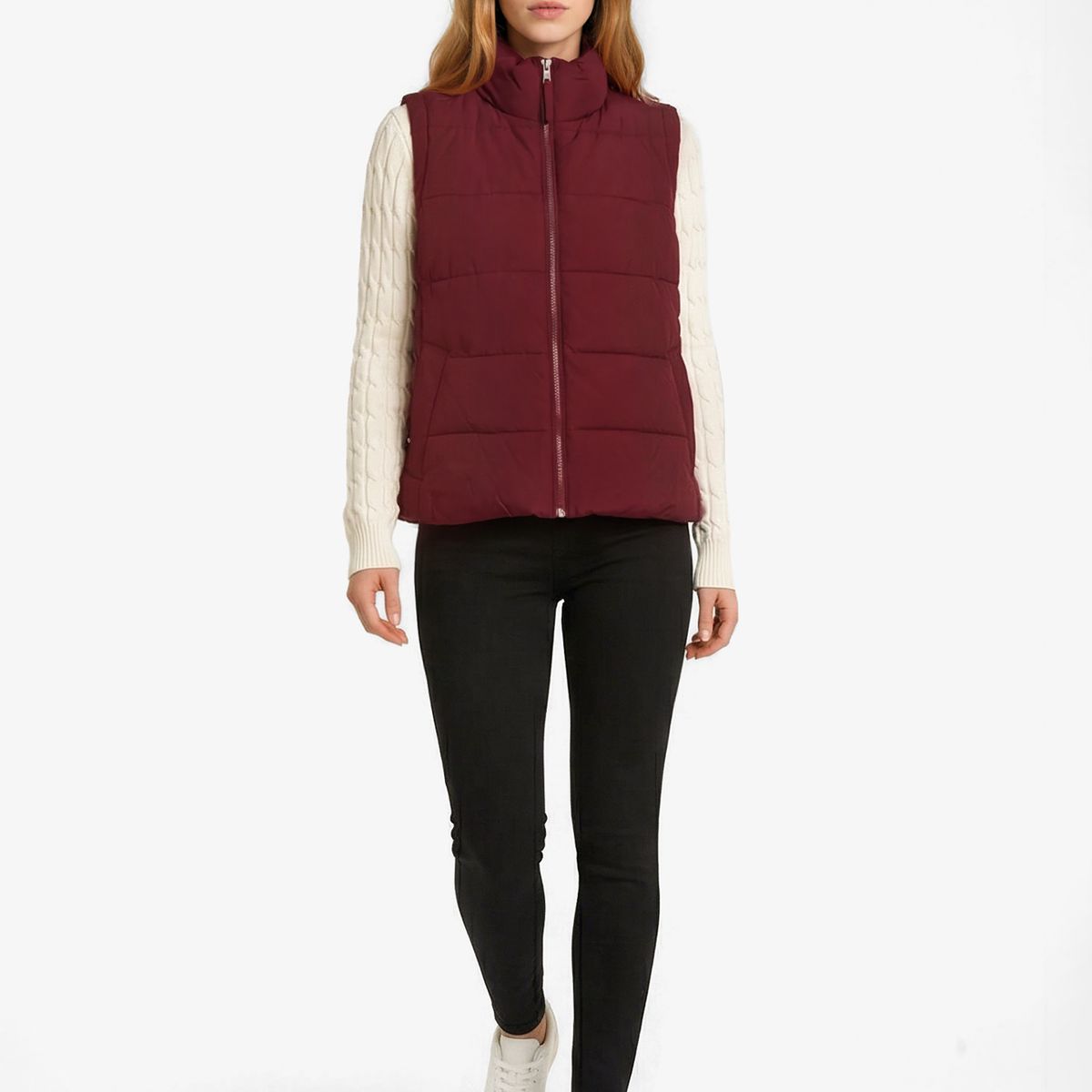 TOMMY HILFIGER - Parka Vest De Cuello Alto Burdeo Tommy Hilfiger