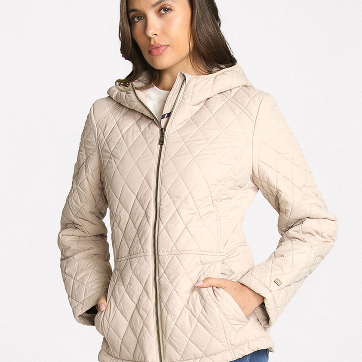 TOMMY HILFIGER - Parka Acolchada Con Cierre Beige Tommy Hilfiger