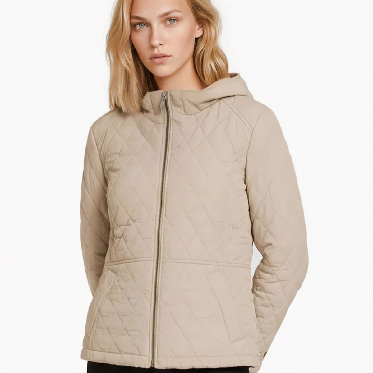 TOMMY HILFIGER - Parka Acolchada Con Cierre Beige Tommy Hilfiger