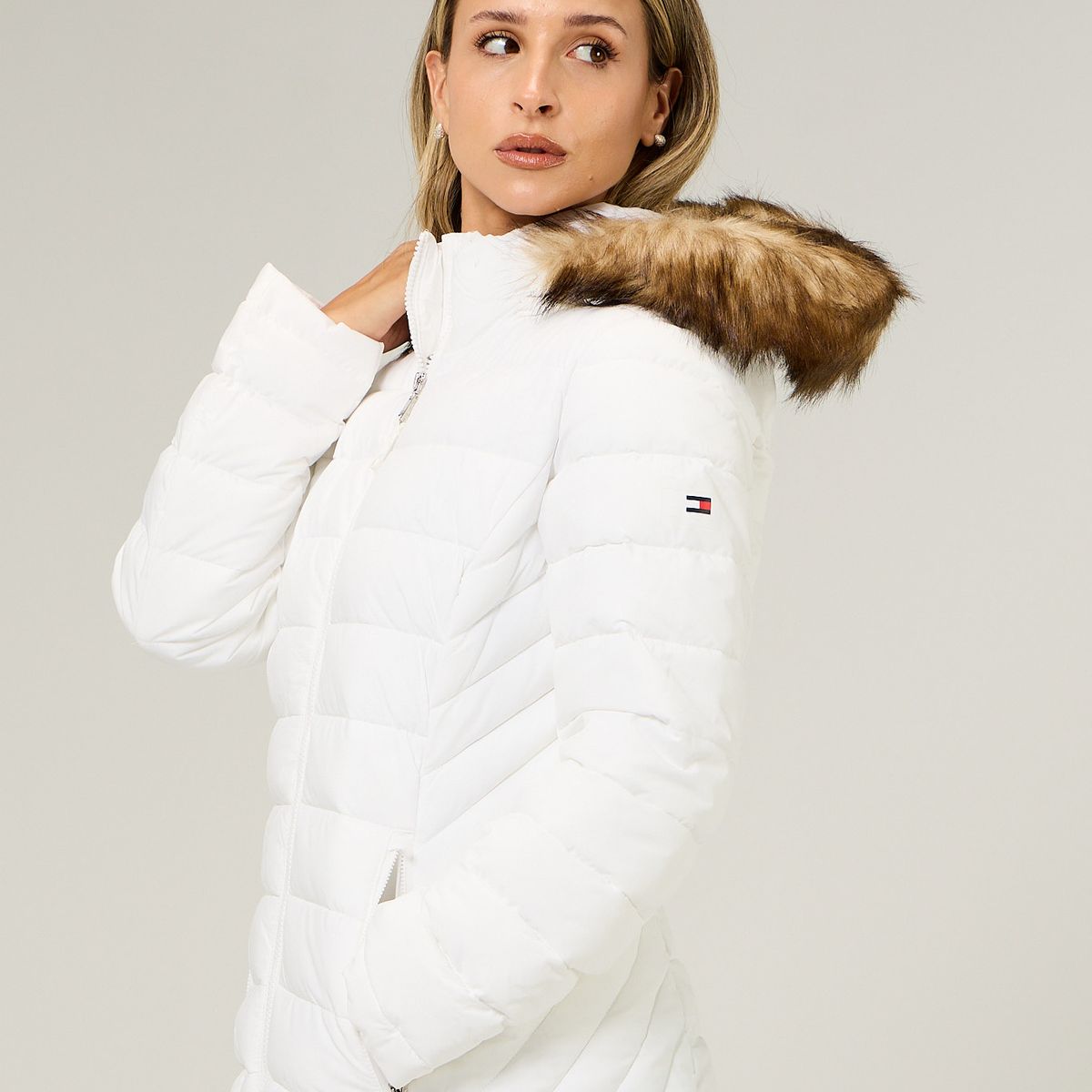 TOMMY HILFIGER - Parka Puffer Acolchada Blanco Tommy Hilfiger