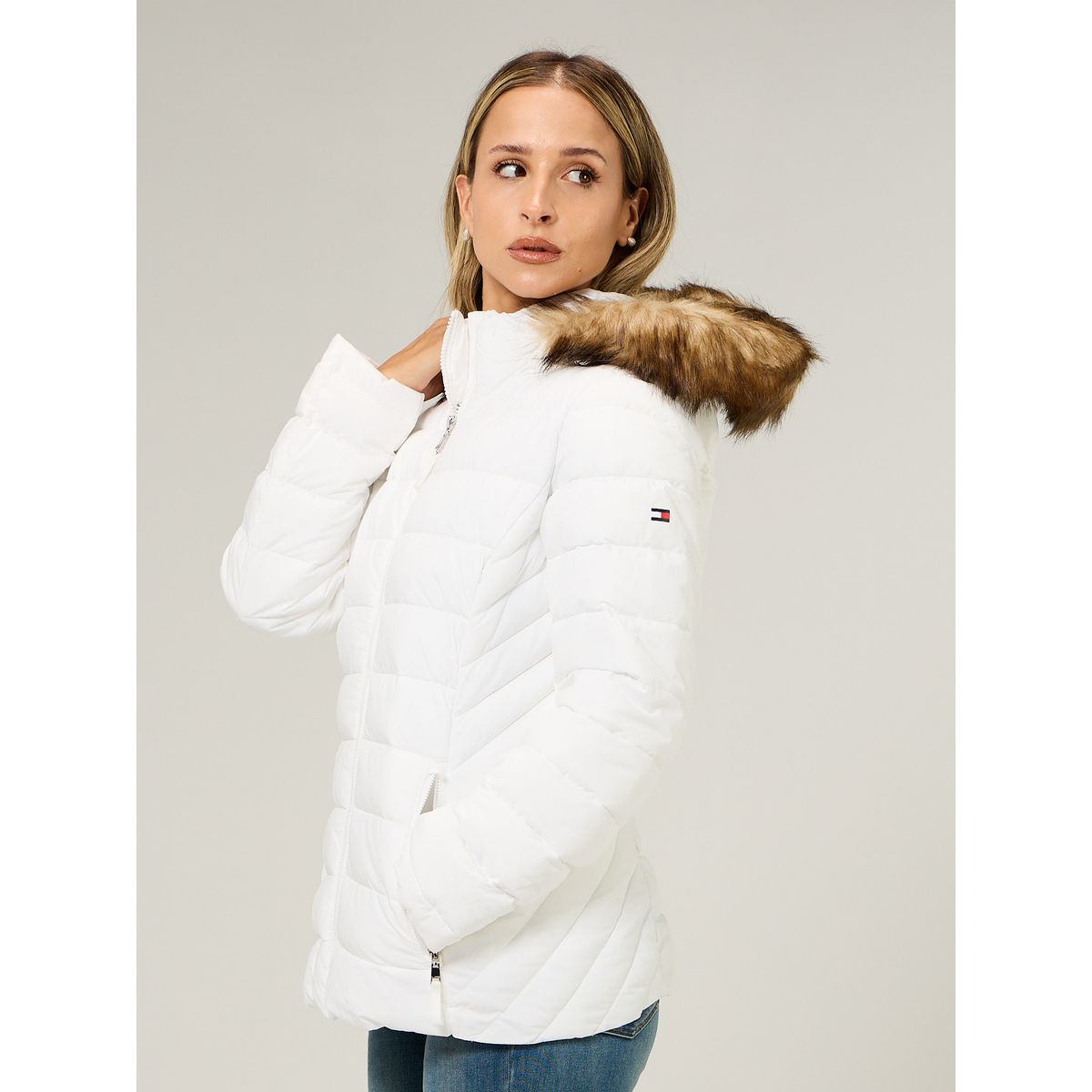 TOMMY HILFIGER - Parka Puffer Acolchada Blanco Tommy Hilfiger