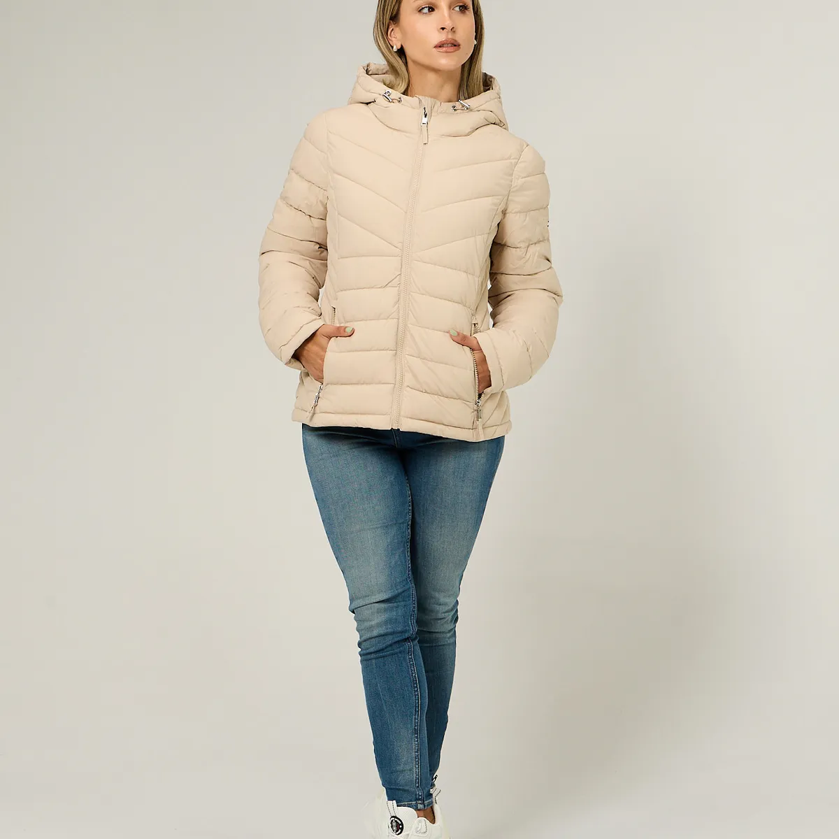 TOMMY HILFIGER - Parka Ligera Acolchada Beige Tommy Hilfiger